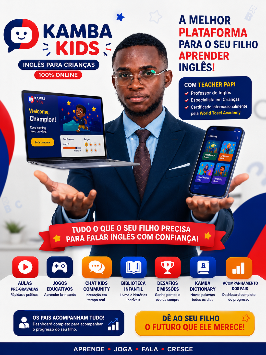 Teacher Papy com a plataforma Kamba Kids
